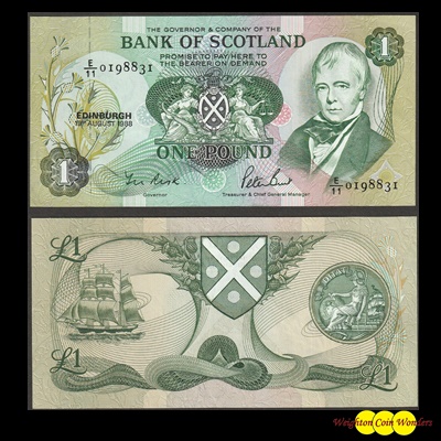 1988 Bank of Scotland £1 - Click Image to Close